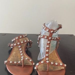 Sam Edelman Asbury Stacked Studded Thongs Heels 9M